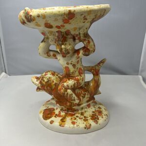 Vintage Cherub On Dolphin Pedestal Soap Dish Studio Pottery